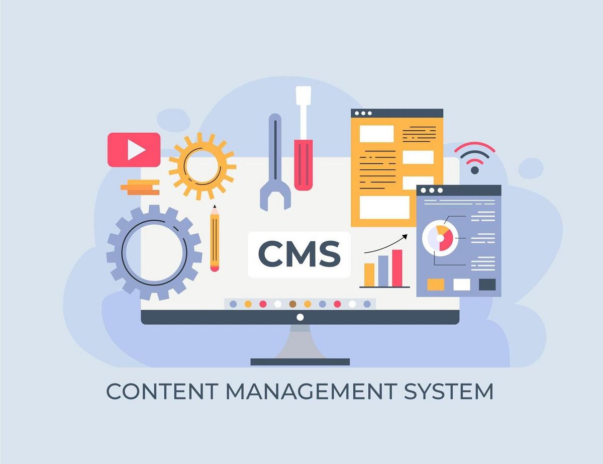 ภาพหน้าจอของระบบจัดการเนื้อหา (CMS) แสดงเมนูและตัวเลือกการจัดการเว็บไซต์