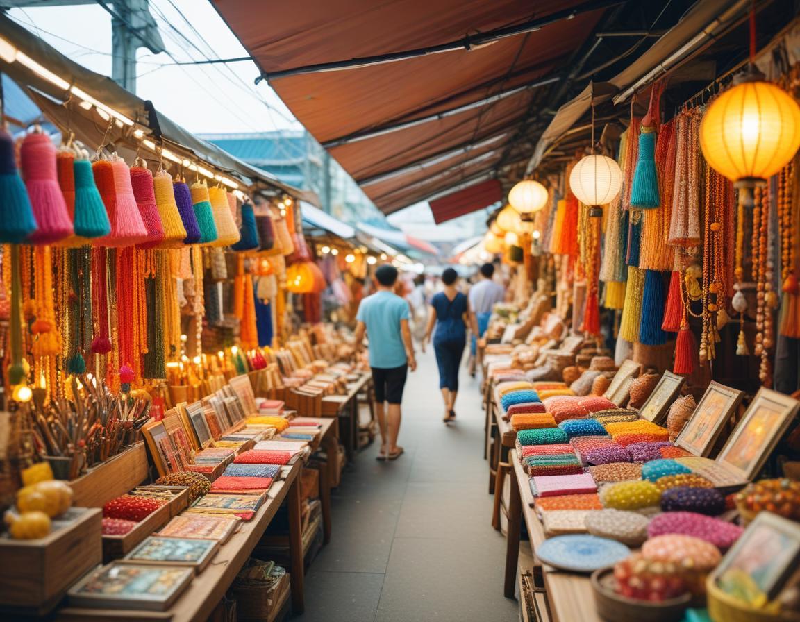 ตลาดนัดจตุจักร ร้านขายเสื้อผ้าวินเทจและงานฝีมือ บรรยากาศคึกคักและสีสันหลากหลาย