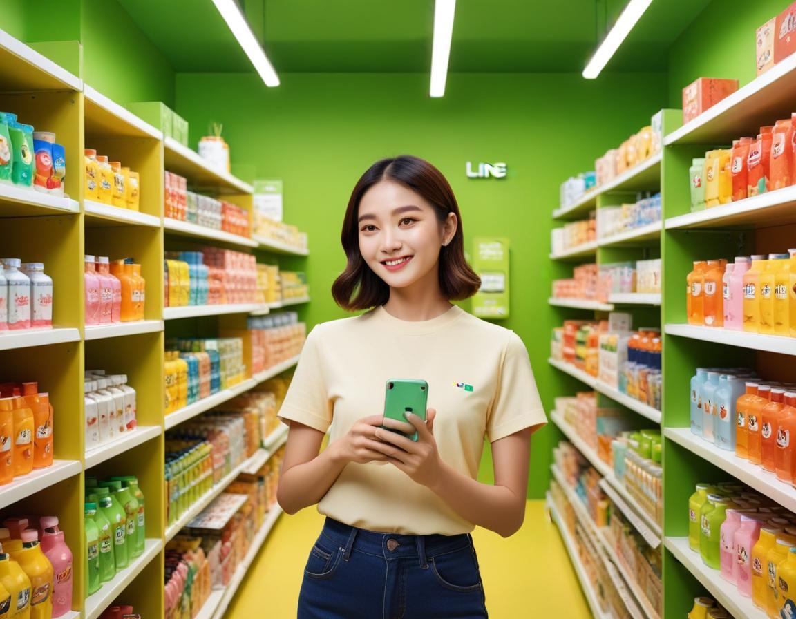 สมาร์ทโฟนแสดงหน้าจอแอพพลิเคชันไลน์ มินิแอพ สีขาวและเขียว