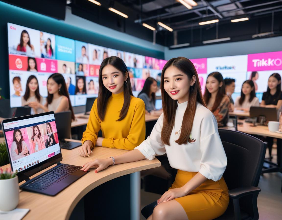 ภาพคอลลาจของผู้มีอิทธิพลหญิงไทยบน TikTok ประจำปี 2024 จำนวนหลายคน