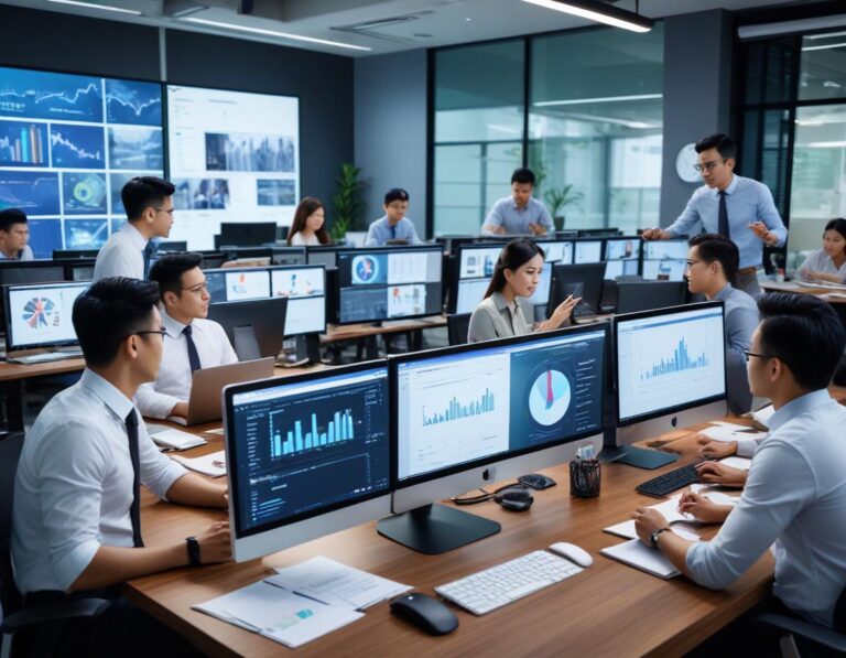 ภาพสำหรับบทความ "บริษัทโฆษณาคืออะไร?" แสดงทีมที่หลากหลายและใจกว้างใจในสถานที่ทำงานนวัตกรรมถ่ายแบบเรียลลิสติก