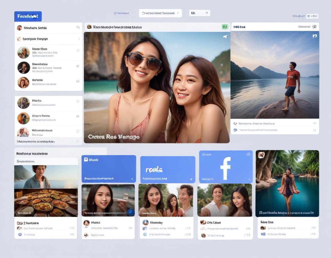 คนถือโทรศัพท์มือถือ กำลังดูวิดีโอในแอปพลิเคชัน Facebook Reels แบบตั้งตรง